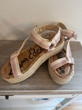 Sam Edelman Blush Pink Espadrille Platform Sandals